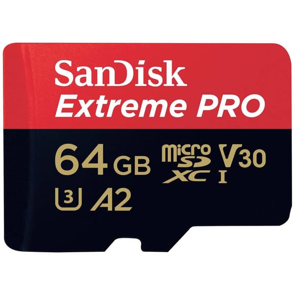 SanDisk Extreme PRO microSDXC-Kort 64 GB Class 10, UHS-I, v30 Video Speed Class stötsäker, Vattentät