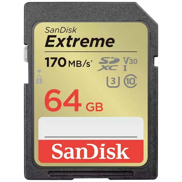 SanDisk Extreme SDXC-Kort 64 GB Class 10 UHS-I stötsäker, Vattentät