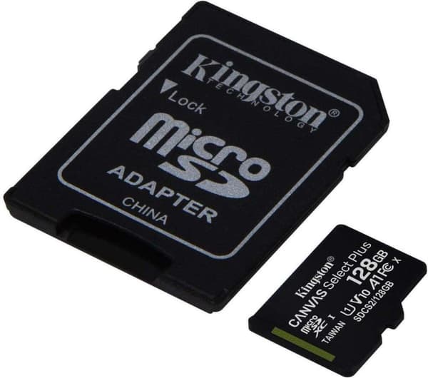 Kingston - Micro SD -muistikortti - Canvas Select Plus - MicroSDXC - 128 Gt - sis. SD-sovitin