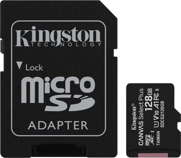 Kingston - Micro SD -muistikortti - Canvas Select Plus - MicroSDXC - 128 Gt - sis. SD-sovitin