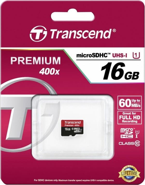 Transcend Premium UHS-I Micro SD-kort 16GB (300x)