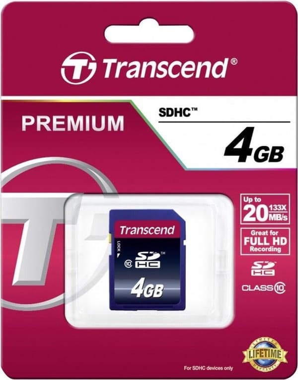 Transcend Premium SD-kort 4GB - Klass 10