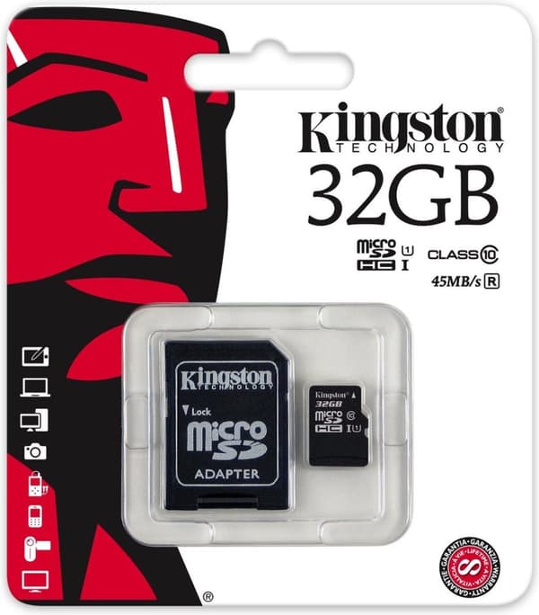 Kingston 32GB microSDHC Class 10 UHS-I + SD-sovitin