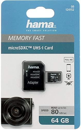 Hama microSDXC 64GB Class 10 UHS-I 80MB/s-kort inkl SD-adapter