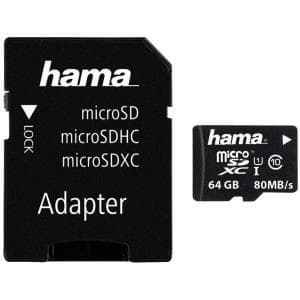 Hama microSDXC 64GB Class 10 UHS-I 80MB/s-kort inkl SD-adapter