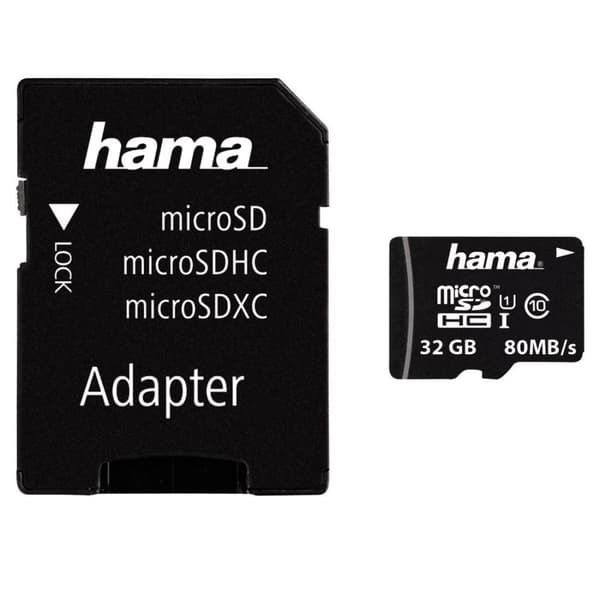 Hama - Flash-minneskort (microSDHC/SD-adapter ingår) - 32GB - UHS Class 1 / Class10 - microSDHC UHS-I (00124151)