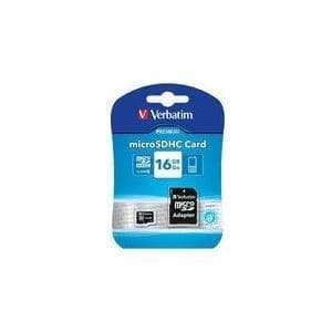 Verbatim - Flash-minneskort (microSDHC/SD-adapter ingår) - 16GB - Klass 10 - microSDHC (44082)