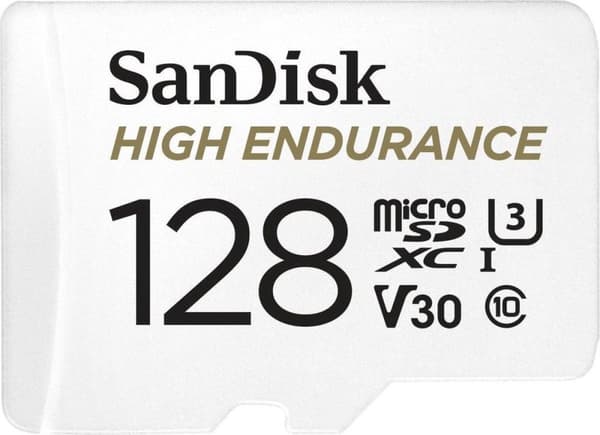 SanDisk microSDXC High Endurance Monitoring 128GB, Klasse 10, 100MB/s + SD-adapter