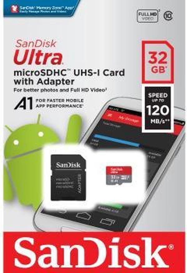 SanDisk 32 Gt Micro SD Ultra 120 MB/s UHS-I A1 Class 10