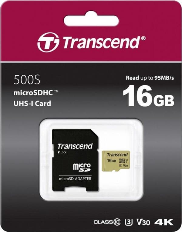 Transcend 16GB UHS-I U3 Flash Memory MicroSDHC Class 10