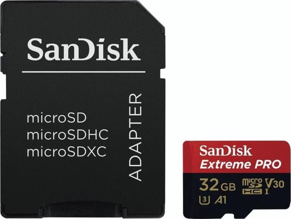 SanDisk Extreme Pro Micro SDHC 32GB - 100mb / 90mb - U3 V30 A1 - med adapter