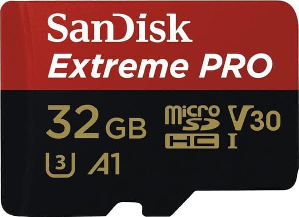 SanDisk Extreme Pro Micro SDHC 32GB - 100mb / 90mb - U3 V30 A1 - sovittimella