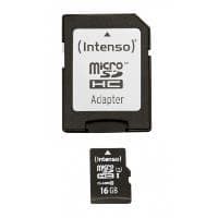 Intenso Premium - Flash-minneskort (microSDHC/SD-adapter ingår) - 16GB - UHS Class 1 / Class10 - microSDHC UHS-I (3423470)