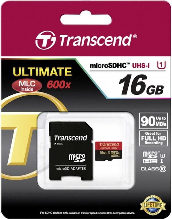 Transcend 16 GB Micro SDHC Class 10 UHS-I 600x (Ultimate)