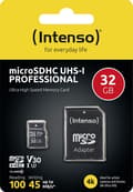 Miniatyrbild 6 av 7: SD Micro SD-kort 32GB Intenso SD-HC UHS-I Professional
