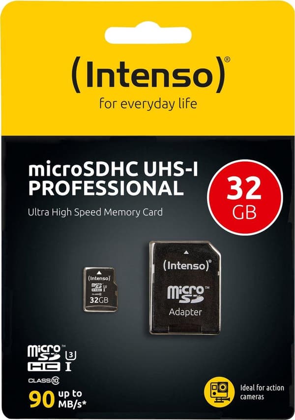 SD Micro SD-kort 32GB Intenso SD-HC UHS-I Professional
