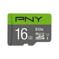 Miniatyrbild 1 av 6: PNY Elite - Flash-minneskort (microSDHC/SD-adapter ingår) - 16GB - UHS-I U1 / Class10 - microSDHC UHS-I