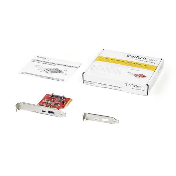 StarTech.com 2-ports 10 Gbps USB-A & USB-C PCIe-kortadapter - USB 3.1 Gen 2 PCI Express-udvidelseskort - Windows, macOS, Linux - USB-adaptere - PCIe 3