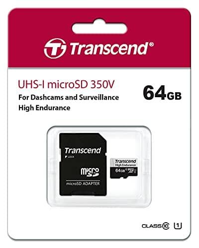Transcend 350V - Flash-minneskort (SD-adapter ingår) - 64GB - UHS-I U1 / Class10 - microSDXC UHS-I