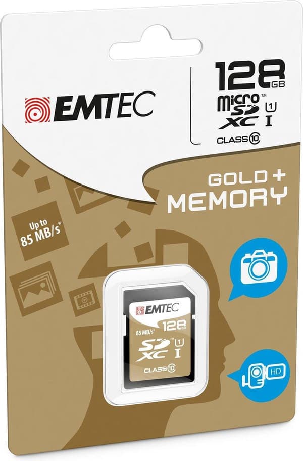 EMTEC SD-kortti Kulta - Muistikortti - Osta SD-kortti - Tallenna kaikki tiedostot ja valokuvat! 128GB muistia!