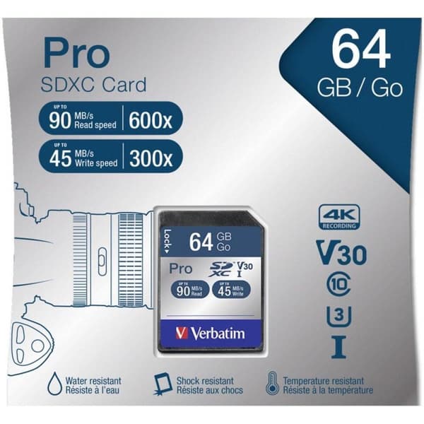 Verbatim SDXC UHS-3 Hukommelseskort / 64GB