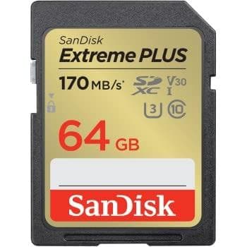 WESTERN DIGITAL EXTREME PLUS 64GB SDHC HUKOMMELSESKORT 170MB/S 80MB/S UHS-I KLASSE (SDSDXW2-064G-GNCIN)