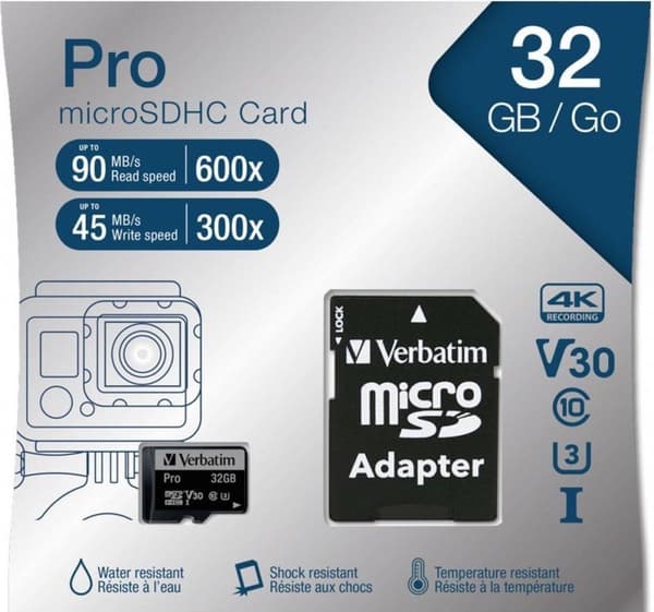 Verbatim Micro SDHC Pro 32GB Klasse 10 UHS-I inkl Adapter