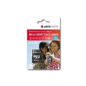 AgfaPhoto - Flash-muistikortti (mukana microSDXC-SD-sovitin) - 64 Gt - microSDXC UHS-I (10582)