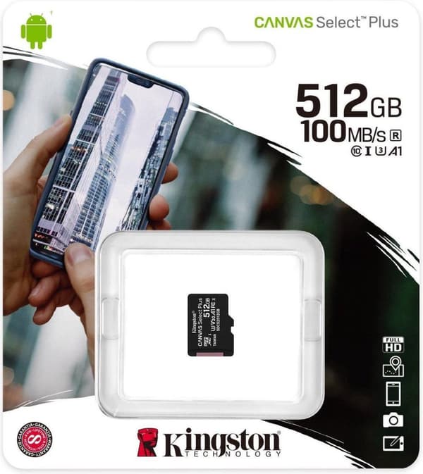 Kingston Canvas Select Plus microSD-kort 10 UHS-I - 512GB - inklusive SD-adapter