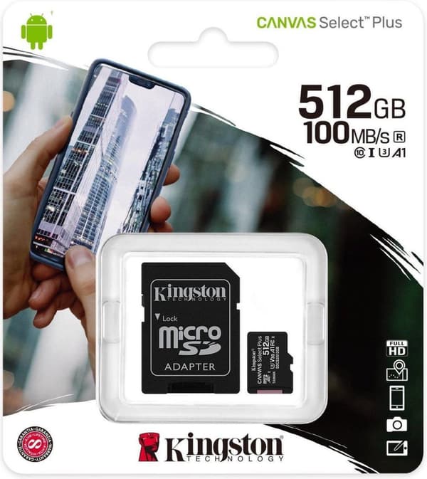 Kingston Canvas Select Plus microSD-kort 10 UHS-I - 512GB - inklusive SD-adapter