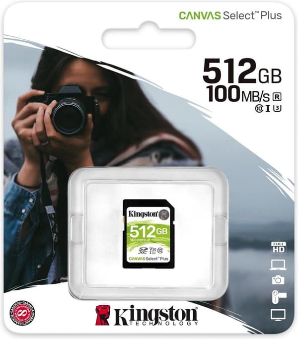 Kingston Technology Canvas Select Plus Flash-hukommelse 512 GB SDXC Klasse 10 UHS-I