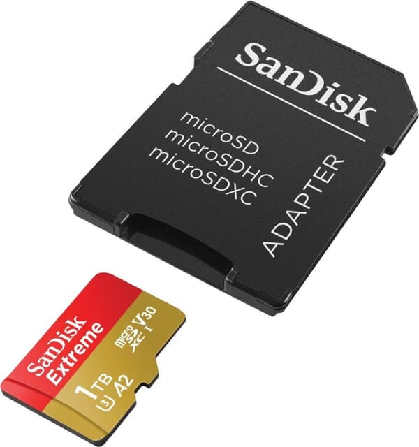 SanDisk Extreme MicroSDXC 1TB - 190/130 mb/s - A2 - V30 - SDA - Rescue Pro DL 1Y - Inklusive SD-adapter
