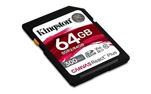 KINGSTON 64GB Canvas React Plus SDXC UHS-II 300R/260W U3 V90 för Full HD/4K/8K (SDR2/64GB)