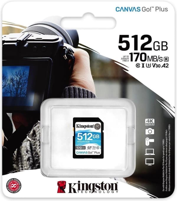 Kingston Technology Canvas Go! Plus Flash-muisti 512 Gt SD Class 10 UHS-I