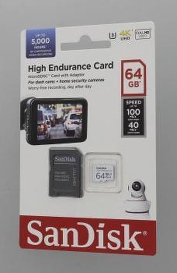 SanDisk microSDXC High Endurance Monitoring 64GB, Klasse 10, 100MB/s + SD-adapter