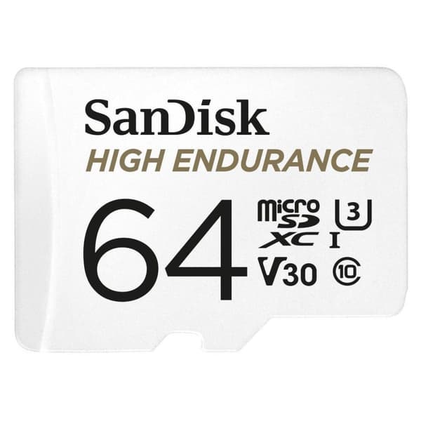 SanDisk microSDXC High Endurance Monitoring 64GB, Klasse 10, 100MB/s + SD-adapter