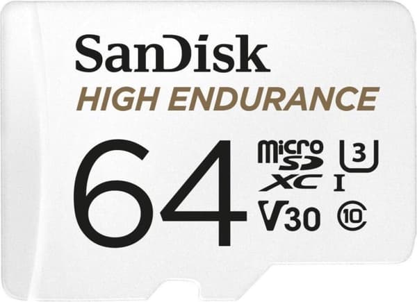 SanDisk microSDXC High Endurance Monitoring 64GB, Klasse 10, 100MB/s + SD-adapter