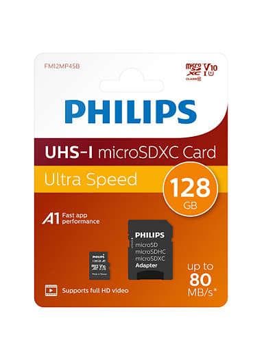 Philips FM12MP45B - Micro SDXC-kort 128 GB inkl adapter - Klasse 10 - UHS-1 U1 - PHMSDA128GUHSIU1