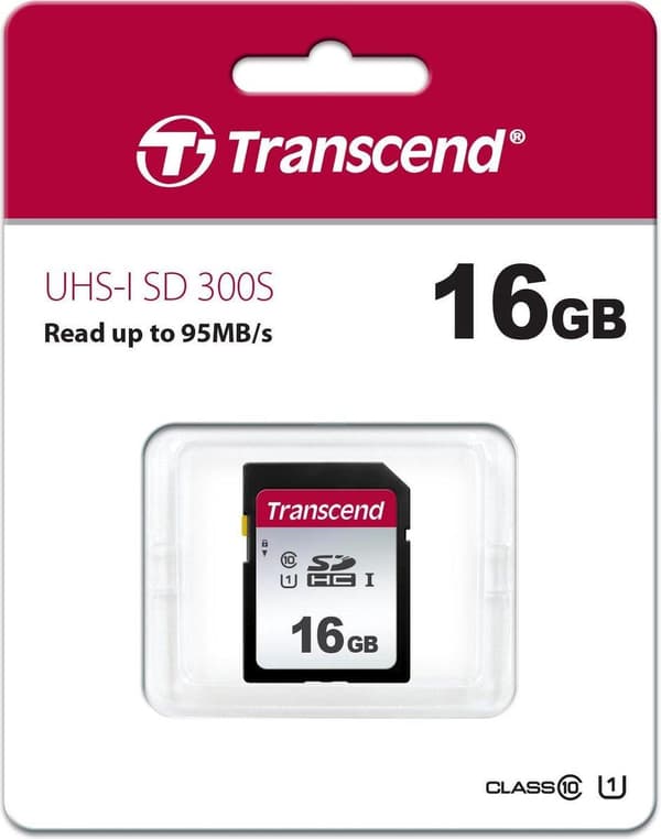 Transcend 300S - Flash-hukommelseskort - 16 GB - UHS-I U1 / Class10 - SDHC UHS-I