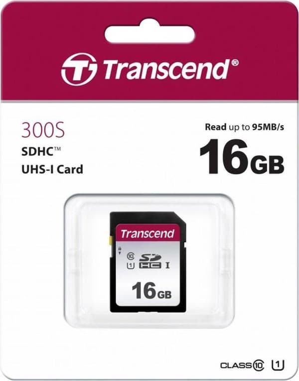 Transcend 300S - Flash-hukommelseskort - 16 GB - UHS-I U1 / Class10 - SDHC UHS-I