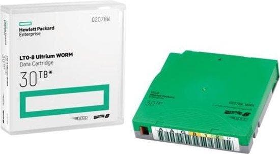 Hewlett Packard Enterprise HPE Ultrium WORM Data Cartridge - LTO Ultrium WORM 8 - 12TB / 30TB - etiketter - grøn (Q2078W) Grå