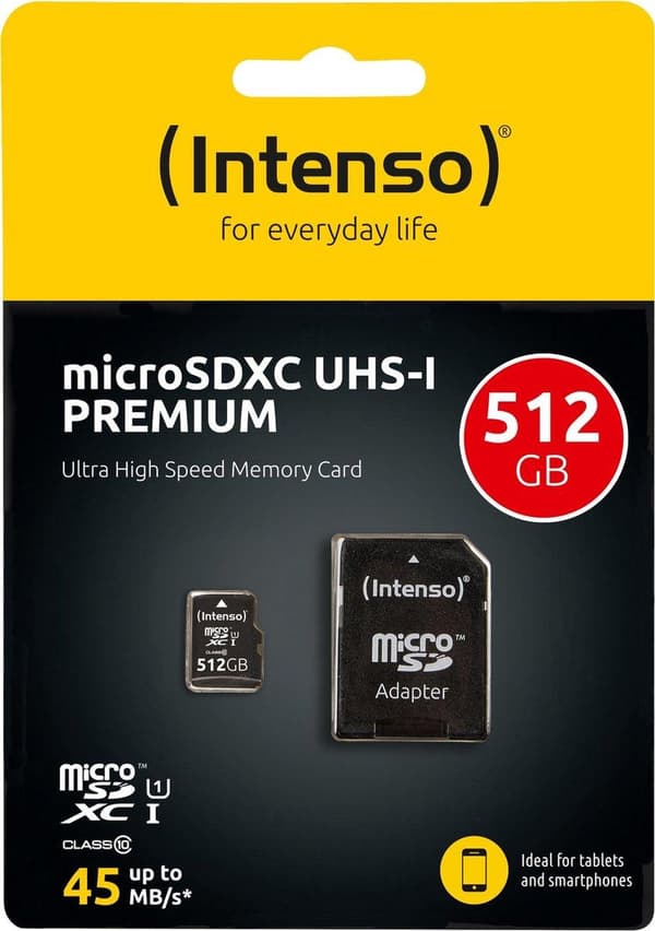 Intenso microSD Karte UHS-I Premium Flash-minne 512 GB Klass 10
