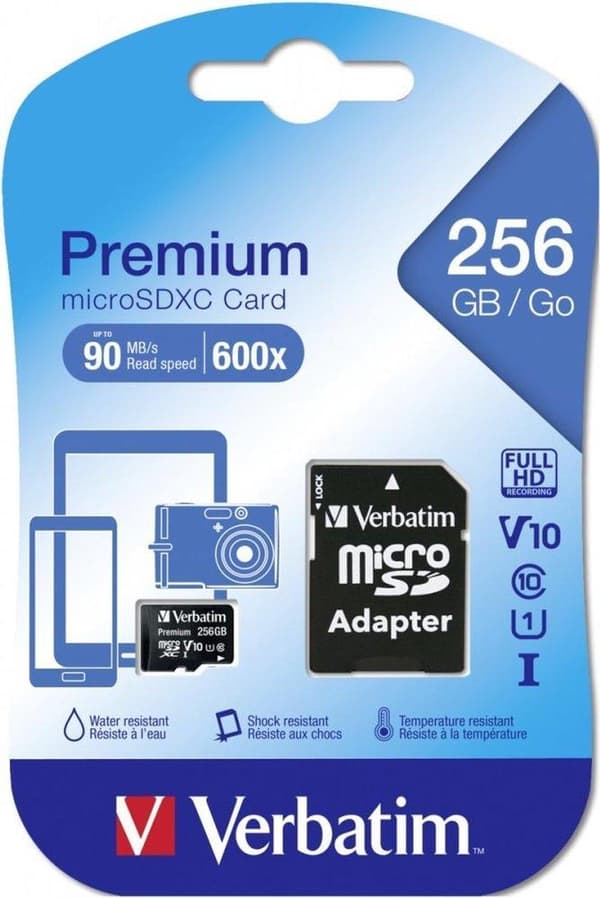 Verbatim Premium U1 Flash-minne 256 GB MicroSDXC UHS-I Klass 10