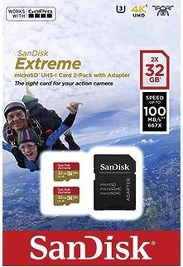 Sandisk MicroSDHC Extreme 32GB 100mb / 60mb,V30,A1 2p AC