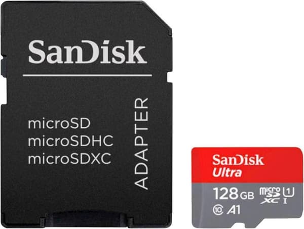 SanDisk 128GB Ultra microSDXC 140MB/s+SD-adapter (SDSQUAB-128G-GN6IA)
