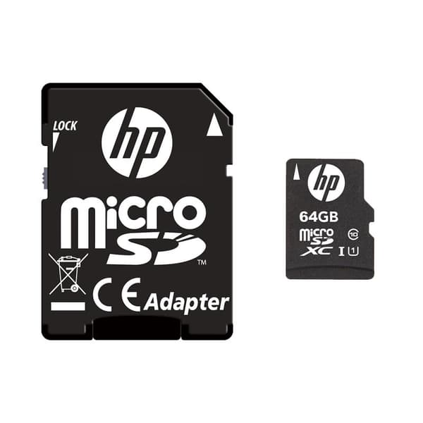 PNY HP mi210 - Flash-minneskort (microSDXC till SD-adapter ingår) - 64GB - UHS-I U1 / Class10 - microSDXC UHS-I (SDU64GBXC10HP-EF)