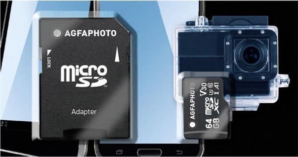 Agfa Photo MicroSDXC UHS-I 64GB High Speed C 10 U3 V30 + adapter