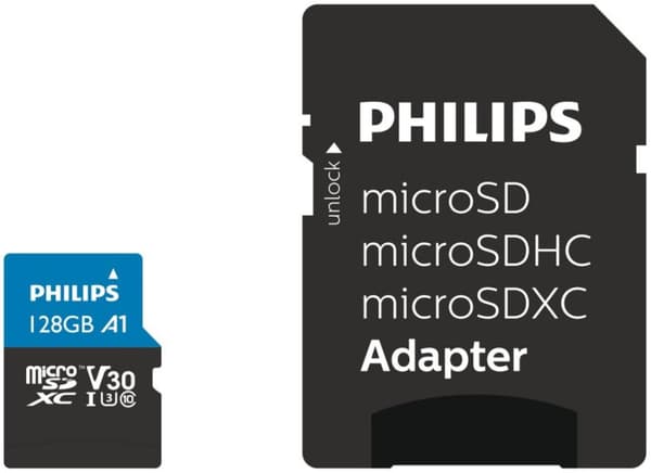 Philips Micro SDXC-kort 128GB inkl. adapter - Klasse 10 - UHS-I U3