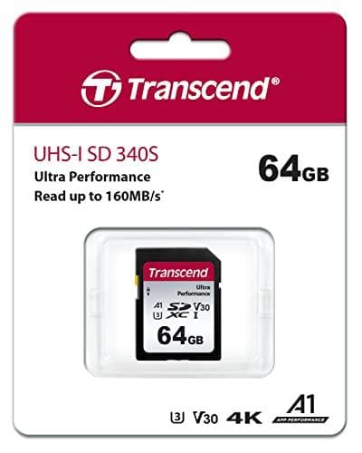Transcend 340S - Flash-minneskort - 64GB - A1 / Video Class V30 / UHS-I U3 - SDXC UHS-I