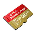 Miniatyrbild 2 av 4: SanDisk Extreme PLUS - Flash-minneskort (microSDHC/SD-adapter ingår) - 32GB - A1 / Video Class V30 / UHS-I U3 - microSDHC UHS-I (SDSQXBG-032G-GN6MA)